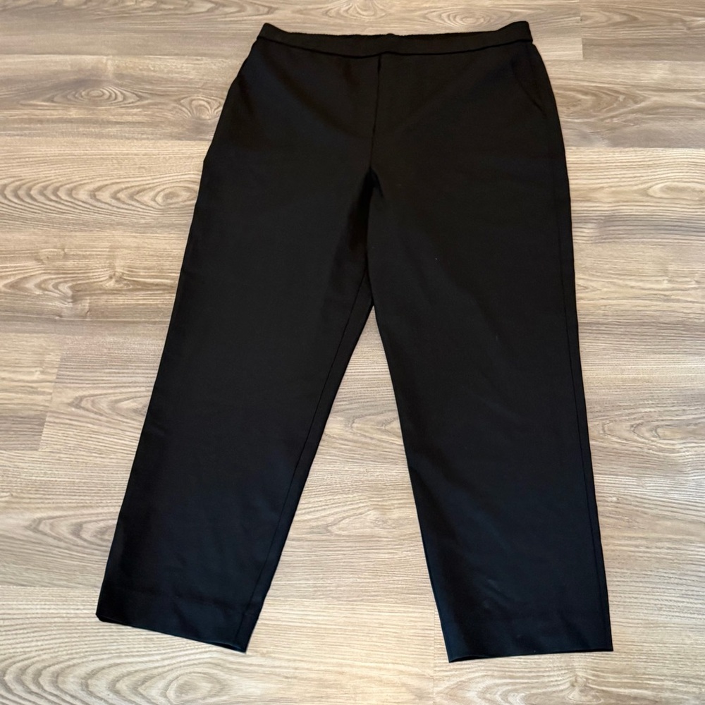 St John Black Wool Blend Pull On Dress Pant Stretch Elastic Waist Women’s Large